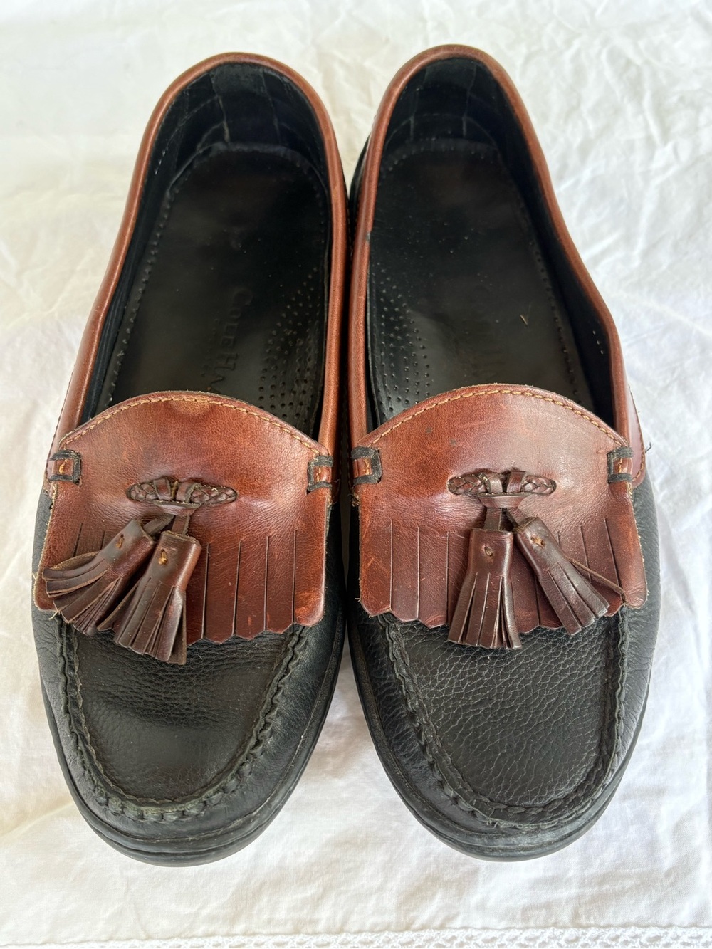 Cole Haan Brown and Black Tassel Kiltie Loafers